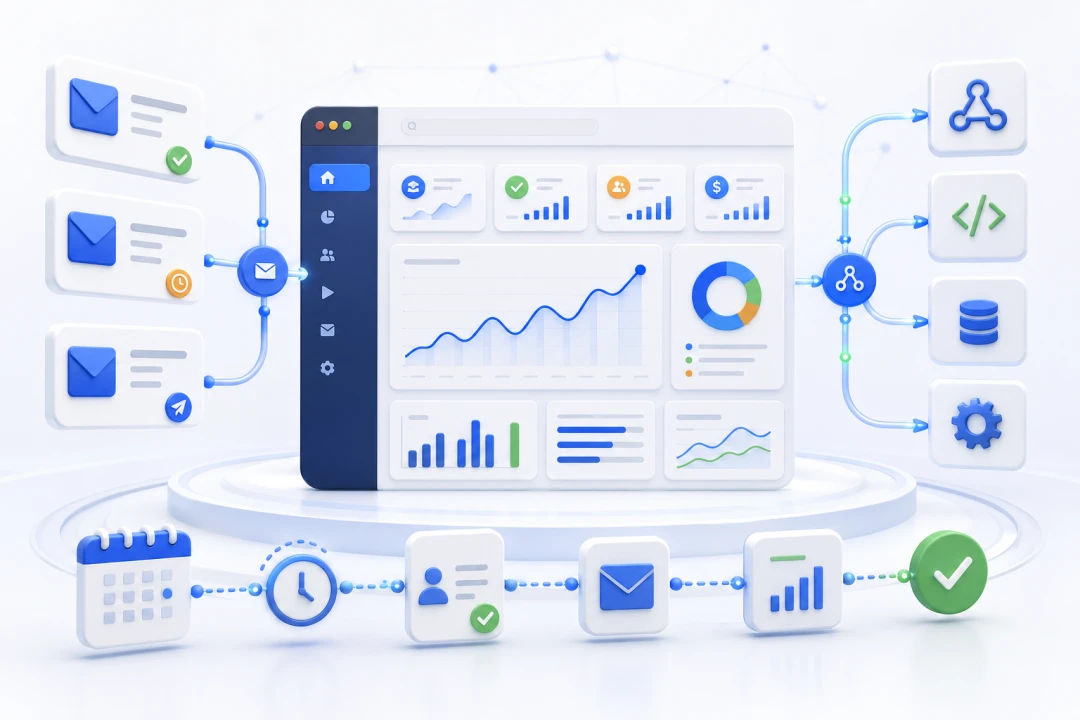 FullHouse follow-up automation, analytics and webhook dashboard