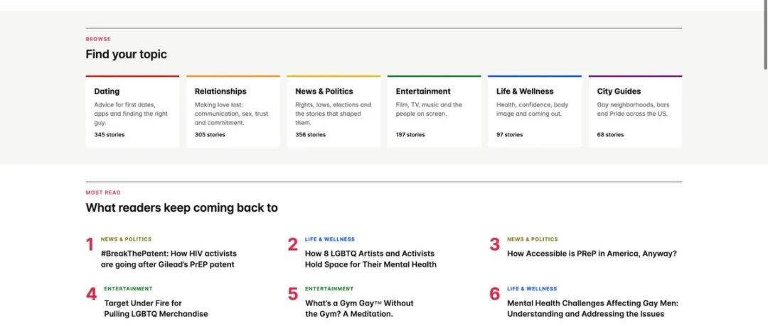Gay Men News publisher site built with GF Builder