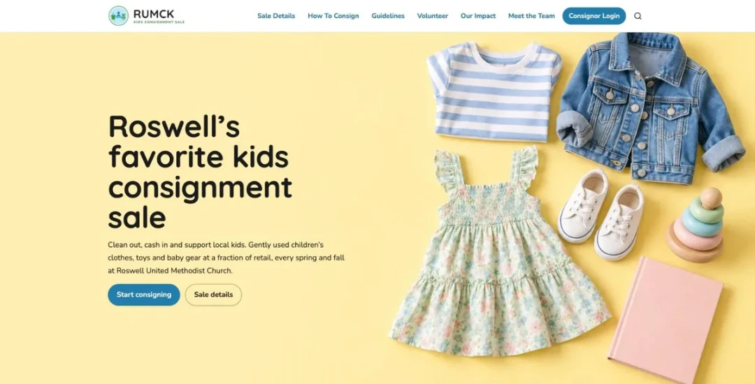 RUMCK consignment sale site built with GF Builder