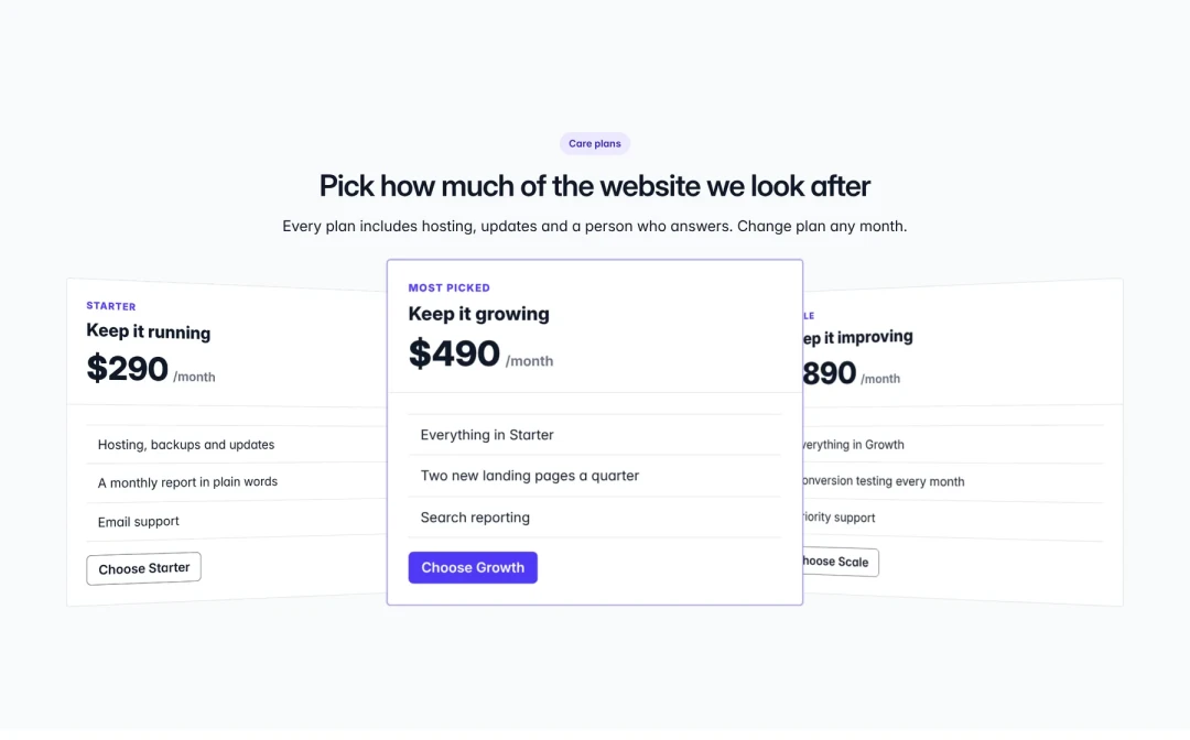Pricing with raised middle plan