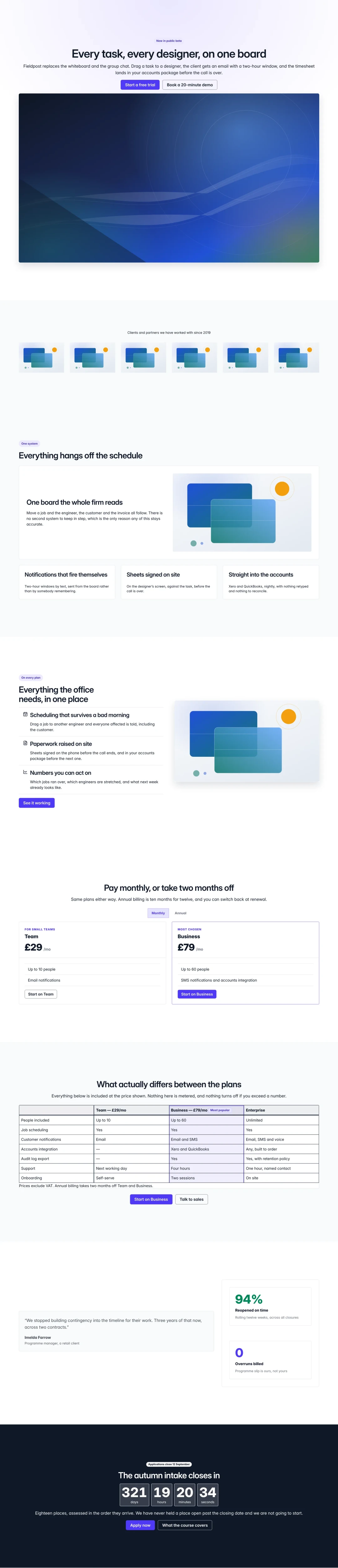 Full product launch page pattern, scrolling