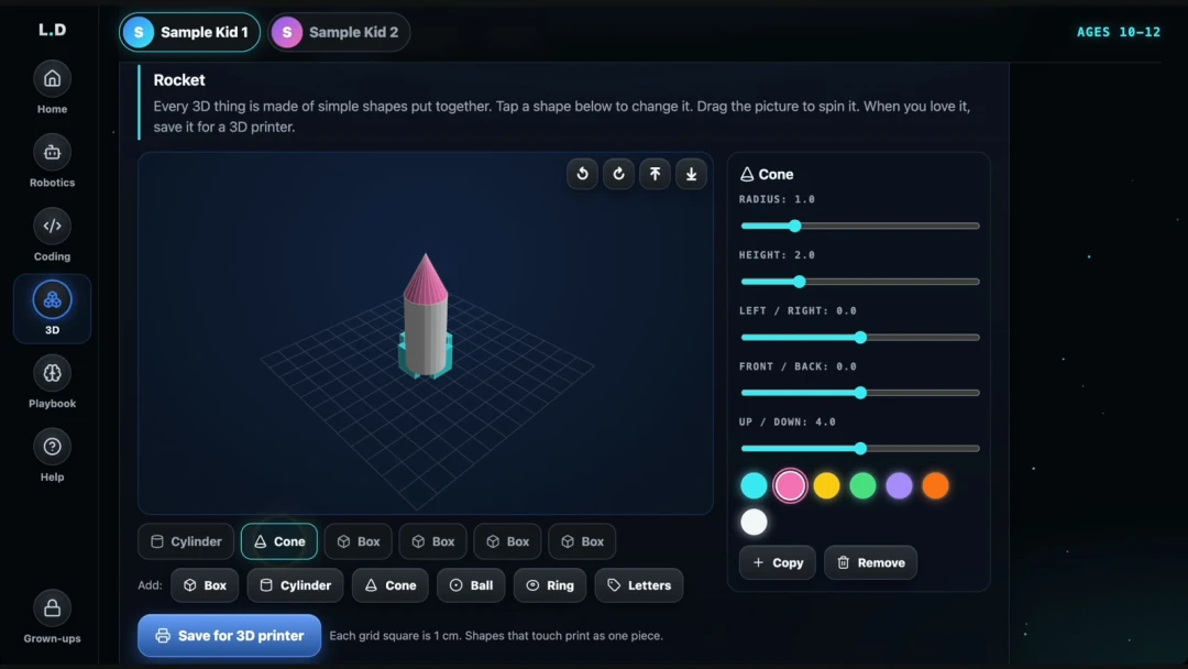 LITTLE.DAYS Maker Lab 3D rocket